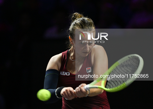 RIYADH, SAUDI ARABIA - NOVEMBER 07: Barbora Krejcikova of Czech Republic during her match against Coco Gauff of USA, on Day 6 of the 2024 WT...