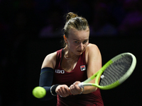 RIYADH, SAUDI ARABIA - NOVEMBER 07: Barbora Krejcikova of Czech Republic during her match against Coco Gauff of USA, on Day 6 of the 2024 WT...