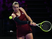 RIYADH, SAUDI ARABIA - NOVEMBER 07: Barbora Krejcikova of Czech Republic during her match against Coco Gauff of USA, on Day 6 of the 2024 WT...