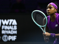 RIYADH, SAUDI ARABIA - NOVEMBER 07: Coco Gauff of USA during her match against Barbora Krejcikova of Czech Republic, on Day 6 of the 2024 WT...