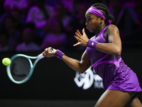 RIYADH, SAUDI ARABIA - NOVEMBER 07: Coco Gauff of USA during her match against Barbora Krejcikova of Czech Republic, on Day 6 of the 2024 WT...