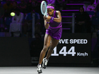 RIYADH, SAUDI ARABIA - NOVEMBER 07: Coco Gauff of USA during her match against Barbora Krejcikova of Czech Republic, on Day 6 of the 2024 WT...