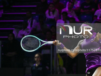 RIYADH, SAUDI ARABIA - NOVEMBER 07: Coco Gauff of USA during her match against Barbora Krejcikova of Czech Republic, on Day 6 of the 2024 WT...