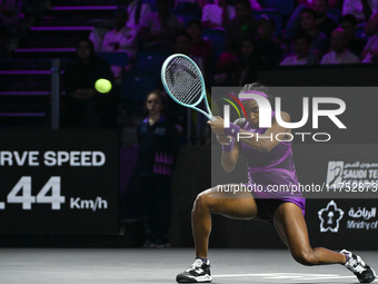 RIYADH, SAUDI ARABIA - NOVEMBER 07: Coco Gauff of USA during her match against Barbora Krejcikova of Czech Republic, on Day 6 of the 2024 WT...