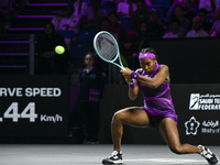 RIYADH, SAUDI ARABIA - NOVEMBER 07: Coco Gauff of USA during her match against Barbora Krejcikova of Czech Republic, on Day 6 of the 2024 WT...