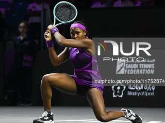 RIYADH, SAUDI ARABIA - NOVEMBER 07: Coco Gauff of USA during her match against Barbora Krejcikova of Czech Republic, on Day 6 of the 2024 WT...