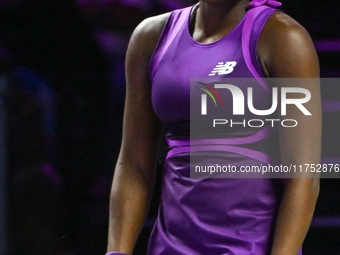 RIYADH, SAUDI ARABIA - NOVEMBER 07: Coco Gauff of USA during her match against Barbora Krejcikova of Czech Republic, on Day 6 of the 2024 WT...