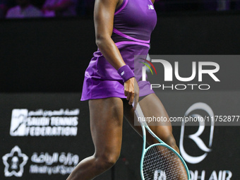 RIYADH, SAUDI ARABIA - NOVEMBER 07: Coco Gauff of USA during her match against Barbora Krejcikova of Czech Republic, on Day 6 of the 2024 WT...