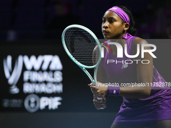 RIYADH, SAUDI ARABIA - NOVEMBER 07: Coco Gauff of USA during her match against Barbora Krejcikova of Czech Republic, on Day 6 of the 2024 WT...