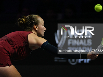 RIYADH, SAUDI ARABIA - NOVEMBER 07: Barbora Krejcikova of Czech Republic during her match against Coco Gauff of USA, on Day 6 of the 2024 WT...