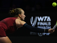 RIYADH, SAUDI ARABIA - NOVEMBER 07: Barbora Krejcikova of Czech Republic during her match against Coco Gauff of USA, on Day 6 of the 2024 WT...