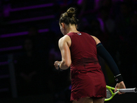 RIYADH, SAUDI ARABIA - NOVEMBER 07: Barbora Krejcikova of Czech Republic during her match against Coco Gauff of USA, on Day 6 of the 2024 WT...