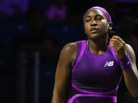 RIYADH, SAUDI ARABIA - NOVEMBER 07: Coco Gauff of USA during her match against Barbora Krejcikova of Czech Republic, on Day 6 of the 2024 WT...