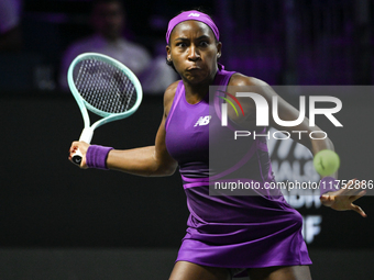 RIYADH, SAUDI ARABIA - NOVEMBER 07: Coco Gauff of USA during her match against Barbora Krejcikova of Czech Republic, on Day 6 of the 2024 WT...