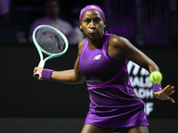 RIYADH, SAUDI ARABIA - NOVEMBER 07: Coco Gauff of USA during her match against Barbora Krejcikova of Czech Republic, on Day 6 of the 2024 WT...