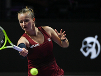 RIYADH, SAUDI ARABIA - NOVEMBER 07: Barbora Krejcikova of Czech Republic during her match against Coco Gauff of USA, on Day 6 of the 2024 WT...