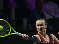 RIYADH, SAUDI ARABIA - NOVEMBER 07: Barbora Krejcikova of Czech Republic during her match against Coco Gauff of USA, on Day 6 of the 2024 WT...