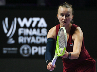 RIYADH, SAUDI ARABIA - NOVEMBER 07: Barbora Krejcikova of Czech Republic during her match against Coco Gauff of USA, on Day 6 of the 2024 WT...