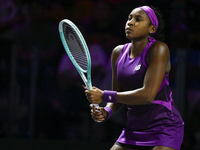 RIYADH, SAUDI ARABIA - NOVEMBER 07: Coco Gauff of USA during her match against Barbora Krejcikova of Czech Republic, on Day 6 of the 2024 WT...