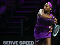 RIYADH, SAUDI ARABIA - NOVEMBER 07: Coco Gauff of USA during her match against Barbora Krejcikova of Czech Republic, on Day 6 of the 2024 WT...