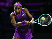 RIYADH, SAUDI ARABIA - NOVEMBER 07: Coco Gauff of USA during her match against Barbora Krejcikova of Czech Republic, on Day 6 of the 2024 WT...