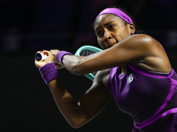 RIYADH, SAUDI ARABIA - NOVEMBER 07: Coco Gauff of USA during her match against Barbora Krejcikova of Czech Republic, on Day 6 of the 2024 WT...