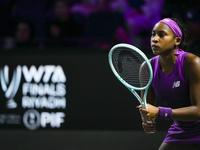 RIYADH, SAUDI ARABIA - NOVEMBER 07: Coco Gauff of USA during her match against Barbora Krejcikova of Czech Republic, on Day 6 of the 2024 WT...