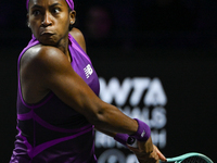 RIYADH, SAUDI ARABIA - NOVEMBER 07: Coco Gauff of USA during her match against Barbora Krejcikova of Czech Republic, on Day 6 of the 2024 WT...