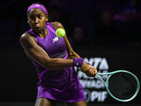 RIYADH, SAUDI ARABIA - NOVEMBER 07: Coco Gauff of USA during her match against Barbora Krejcikova of Czech Republic, on Day 6 of the 2024 WT...