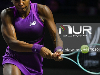 RIYADH, SAUDI ARABIA - NOVEMBER 07: Coco Gauff of USA during her match against Barbora Krejcikova of Czech Republic, on Day 6 of the 2024 WT...