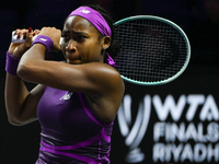 RIYADH, SAUDI ARABIA - NOVEMBER 07: Coco Gauff of USA during her match against Barbora Krejcikova of Czech Republic, on Day 6 of the 2024 WT...