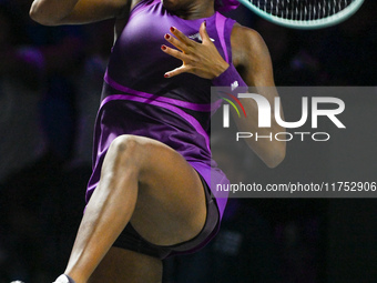 RIYADH, SAUDI ARABIA - NOVEMBER 07: Coco Gauff of USA during her match against Barbora Krejcikova of Czech Republic, on Day 6 of the 2024 WT...