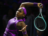 RIYADH, SAUDI ARABIA - NOVEMBER 07: Coco Gauff of USA during her match against Barbora Krejcikova of Czech Republic, on Day 6 of the 2024 WT...