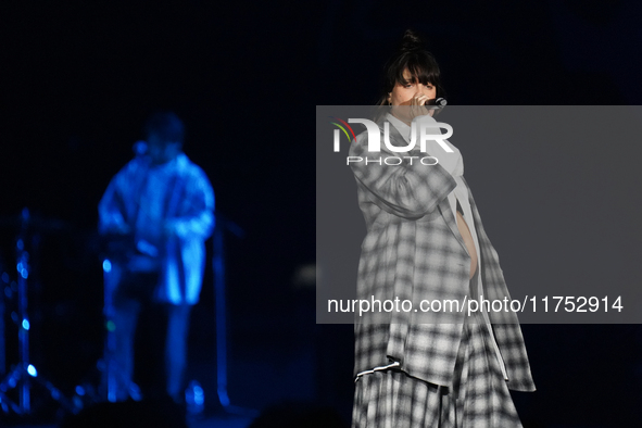 Israeli singer and songwriter Noga Erez performs on stage as part of the P!nk Summer Carnival Tour 2024 at Globe Life Field in Arlington, Te...