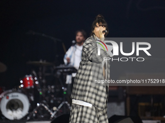 Israeli singer and songwriter Noga Erez performs on stage as part of the P!nk Summer Carnival Tour 2024 at Globe Life Field in Arlington, Te...