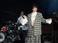 Israeli singer and songwriter Noga Erez performs on stage as part of the P!nk Summer Carnival Tour 2024 at Globe Life Field in Arlington, Te...