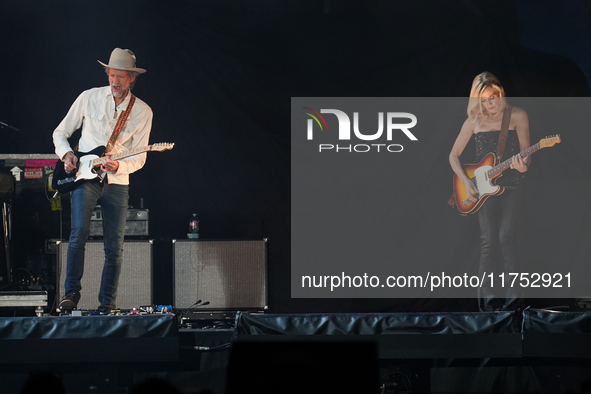 American singer Sheryl Crow performs on stage as part of the P!nk Summer Carnival Tour 2024 at Globe Life Field in Arlington, Texas, United...