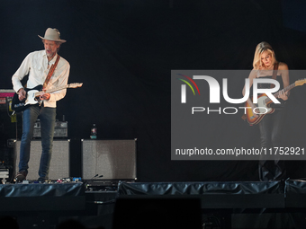 American singer Sheryl Crow performs on stage as part of the P!nk Summer Carnival Tour 2024 at Globe Life Field in Arlington, Texas, United...