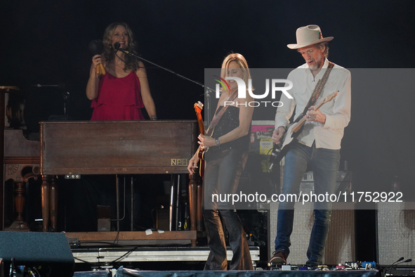 American singer Sheryl Crow performs on stage as part of the P!nk Summer Carnival Tour 2024 at Globe Life Field in Arlington, Texas, United...