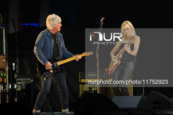 American singer Sheryl Crow performs on stage as part of the P!nk Summer Carnival Tour 2024 at Globe Life Field in Arlington, Texas, United...