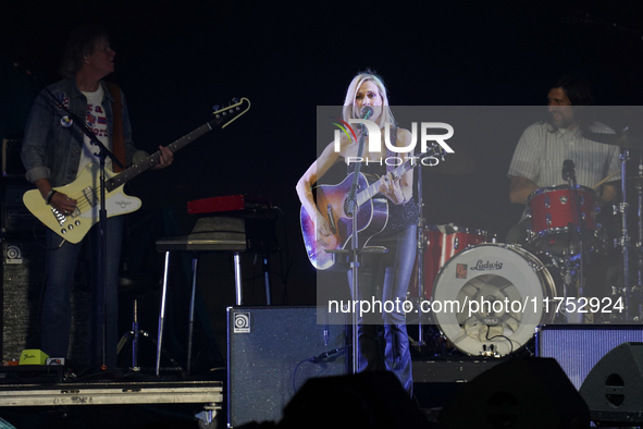 American singer Sheryl Crow performs on stage as part of the P!nk Summer Carnival Tour 2024 at Globe Life Field in Arlington, Texas, United...