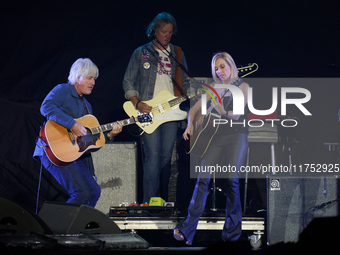 American singer Sheryl Crow performs on stage as part of the P!nk Summer Carnival Tour 2024 at Globe Life Field in Arlington, Texas, United...