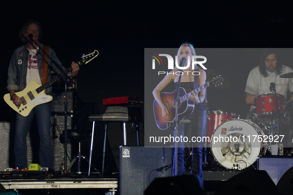 American singer Sheryl Crow performs on stage as part of the P!nk Summer Carnival Tour 2024 at Globe Life Field in Arlington, Texas, United...