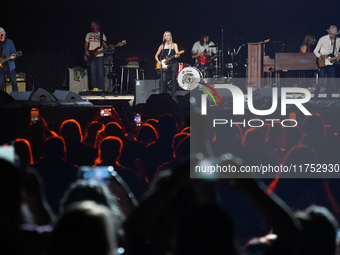 American singer Sheryl Crow performs on stage as part of the P!nk Summer Carnival Tour 2024 at Globe Life Field in Arlington, Texas, United...