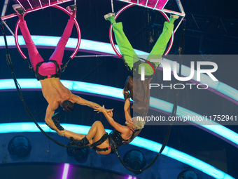 American singer Alecia Beth Moore, known as P!nk, performs on stage as part of the Pink Summer Carnival Tour 2024 at Globe Life Field in Arl...