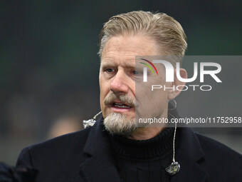 Peter Schmeichel is present during the UEFA Champions League 2024/25 League Phase MD4 match between F.C. Inter and Arsenal F.C. at San Siro...