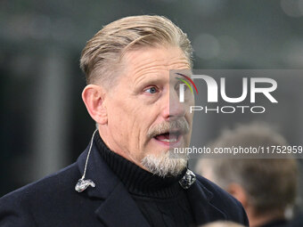 Peter Schmeichel is present during the UEFA Champions League 2024/25 League Phase MD4 match between F.C. Inter and Arsenal F.C. at San Siro...