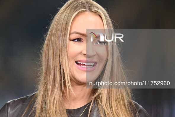 Laura Woods of SKY attends the UEFA Champions League 2024/25 League Phase MD4 match between F.C. Inter and Arsenal F.C. at San Siro Stadium...