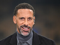 Rio Ferdinand attends the UEFA Champions League 2024/25 League Phase MD4 match between F.C. Inter and Arsenal F.C. at San Siro Stadium in Mi...