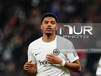 Aurele Amenda of Eintracht Frankfurt  looks on during the Eurepa League Round 4 match between Eintracht Frankfurt v SK Slavia Prague at the...